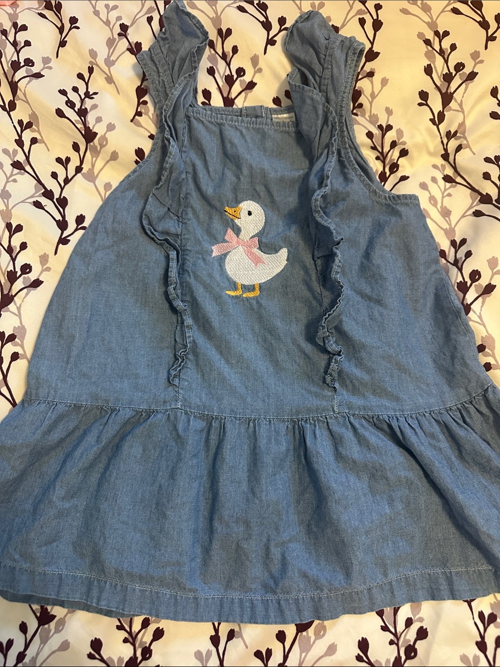 Light Blue Denim Dress with Duck Embroidery
